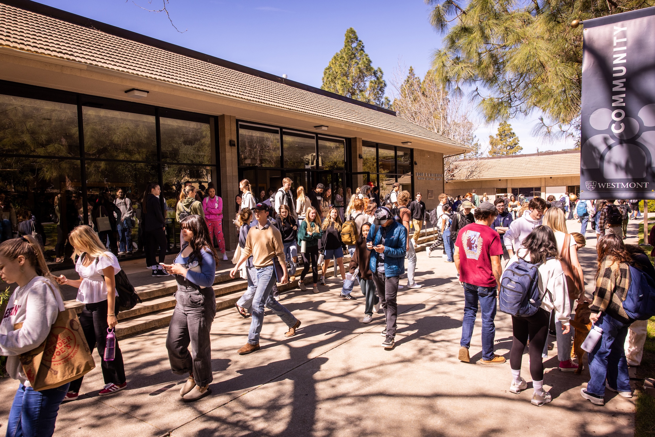 students walking from class on campus