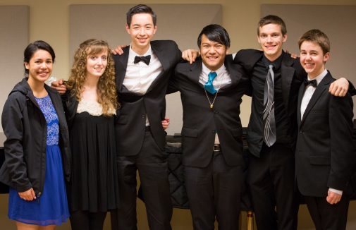 2014 Music Guild Finalists: Melissa Wong, Alexandra Nieuwsma, Timothy Beccue, Jonathan Kok, Michael Rowlands and Erik Fauss 