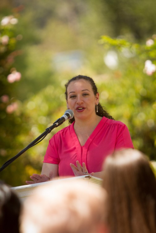 Dr. Carmel Saad speaks at the Summer Scholar graduation