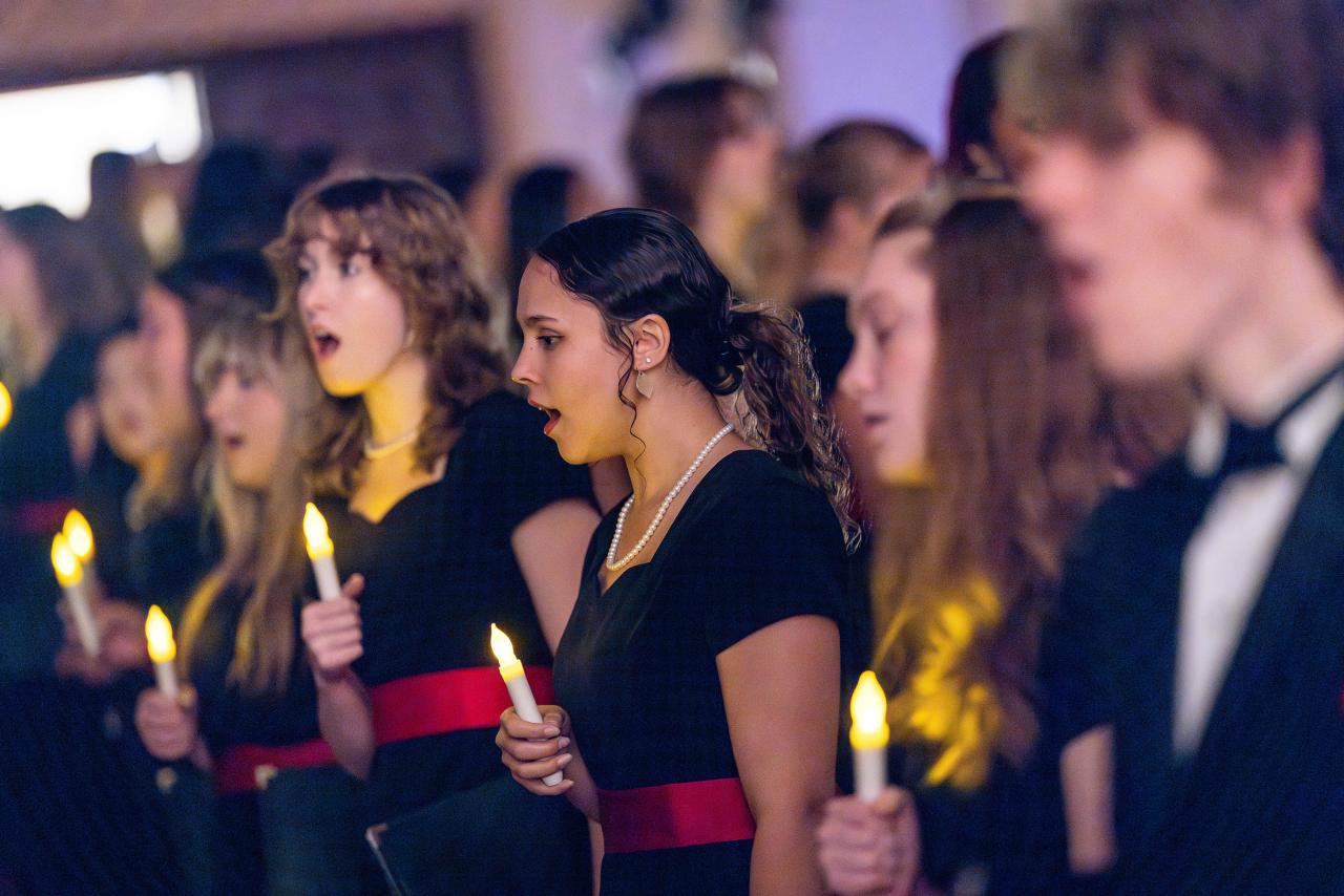 The Westmont Choir Holding Candles at the Festival 
