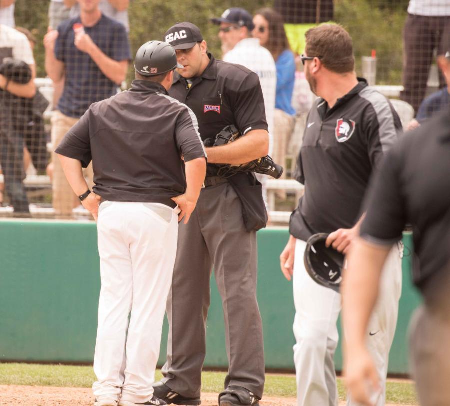 Westmont Baseball Coach Robert Ruiz Argues with Umpire